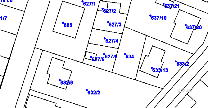 Parcela st. 627/5 v KÚ Ždánice, Katastrální mapa
