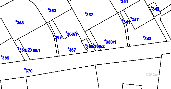 Parcela st. 366/2 v KÚ Ždánice, Katastrální mapa