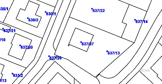 Parcela st. 637/37 v KÚ Ždánice, Katastrální mapa
