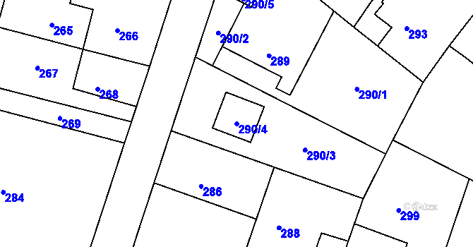 Parcela st. 290/4 v KÚ Ždánice, Katastrální mapa