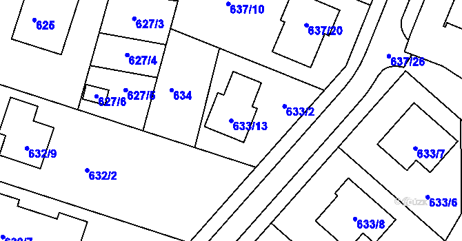 Parcela st. 633/13 v KÚ Ždánice, Katastrální mapa