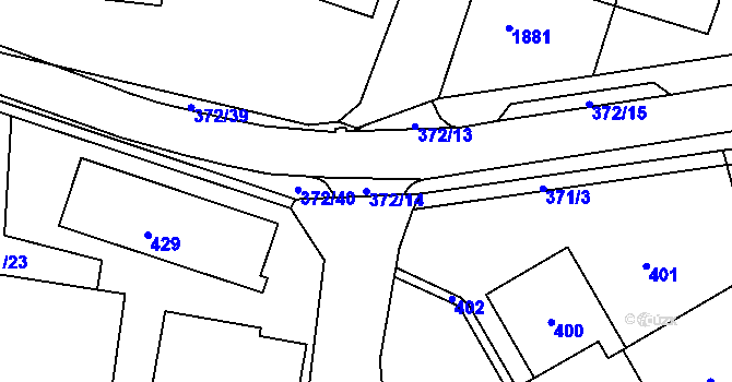 Parcela st. 372/14 v KÚ Ždánice, Katastrální mapa
