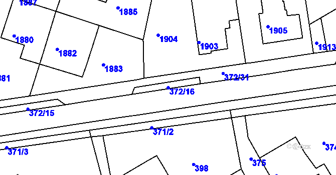 Parcela st. 372/16 v KÚ Ždánice, Katastrální mapa