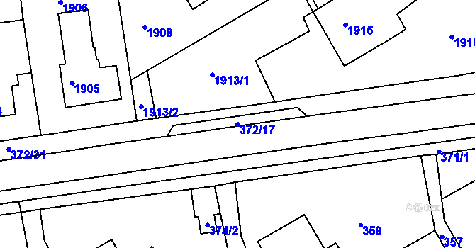 Parcela st. 372/17 v KÚ Ždánice, Katastrální mapa