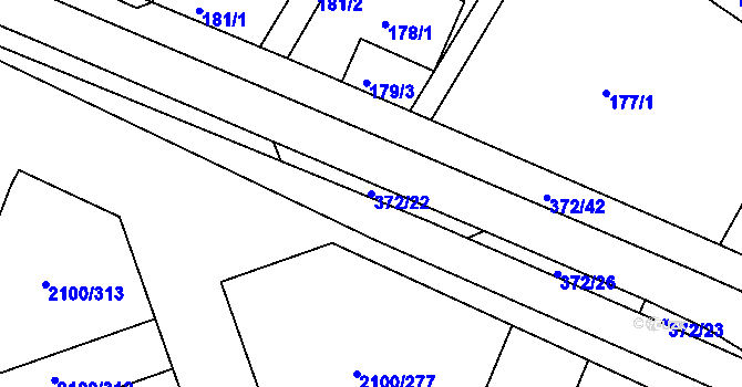 Parcela st. 372/22 v KÚ Ždánice, Katastrální mapa