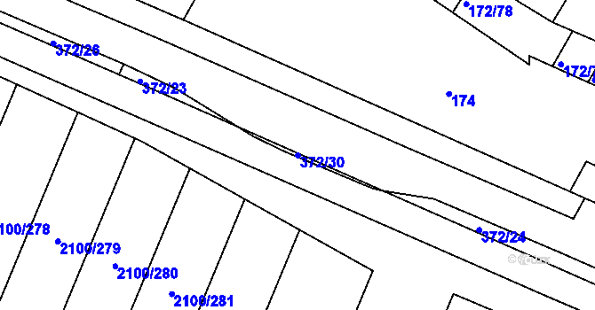 Parcela st. 372/30 v KÚ Ždánice, Katastrální mapa