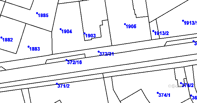 Parcela st. 372/31 v KÚ Ždánice, Katastrální mapa