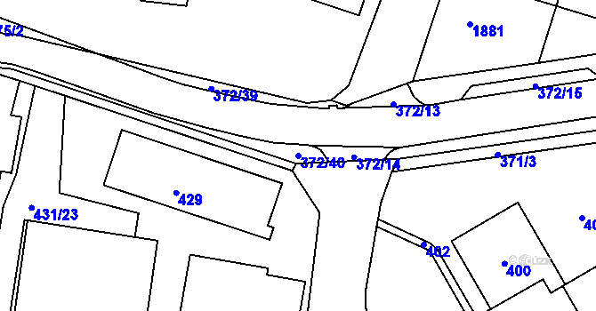 Parcela st. 372/40 v KÚ Ždánice, Katastrální mapa