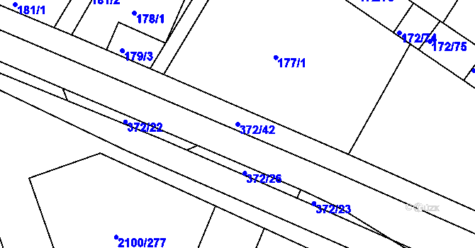 Parcela st. 372/42 v KÚ Ždánice, Katastrální mapa