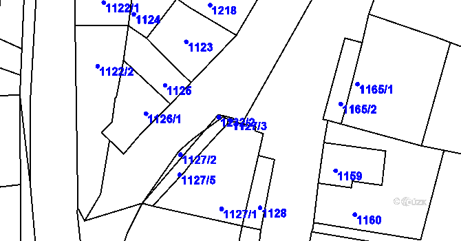 Parcela st. 1127/3 v KÚ Ždánice, Katastrální mapa