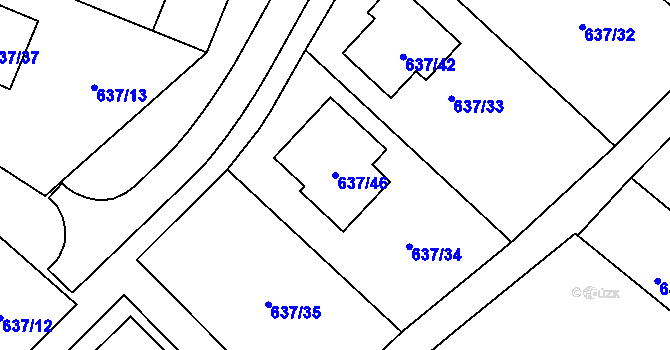 Parcela st. 637/46 v KÚ Ždánice, Katastrální mapa
