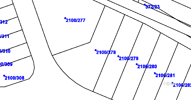 Parcela st. 2100/278 v KÚ Ždánice, Katastrální mapa