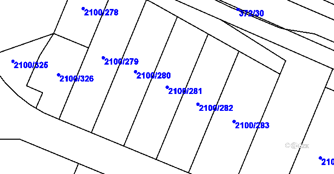 Parcela st. 2100/281 v KÚ Ždánice, Katastrální mapa