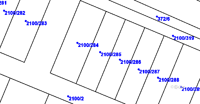 Parcela st. 2100/285 v KÚ Ždánice, Katastrální mapa