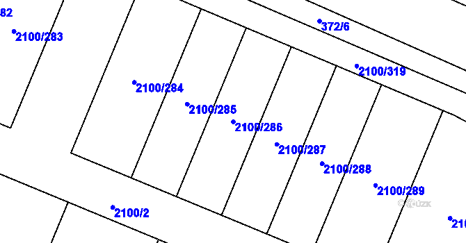 Parcela st. 2100/286 v KÚ Ždánice, Katastrální mapa