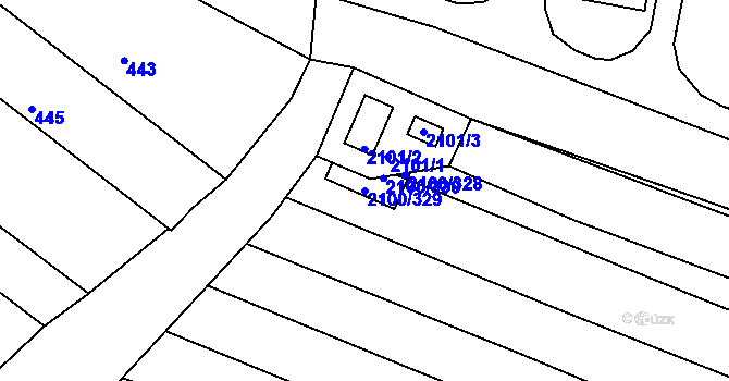 Parcela st. 2100/329 v KÚ Ždánice, Katastrální mapa