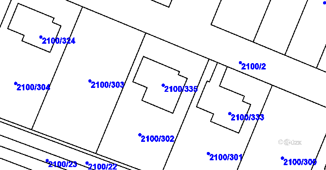 Parcela st. 2100/335 v KÚ Ždánice, Katastrální mapa