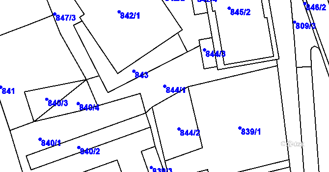 Parcela st. 844/1 v KÚ Ždánice, Katastrální mapa
