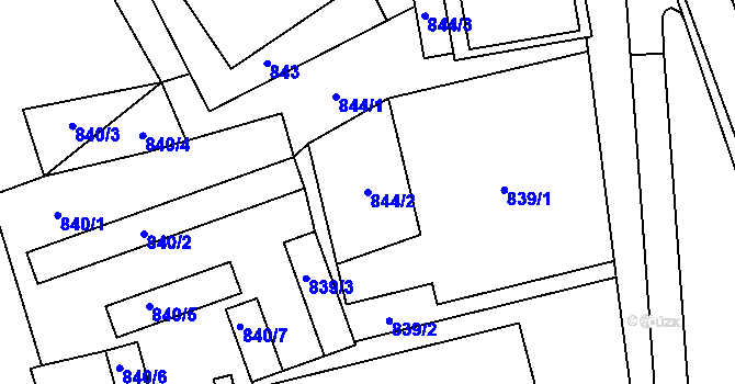 Parcela st. 844/2 v KÚ Ždánice, Katastrální mapa