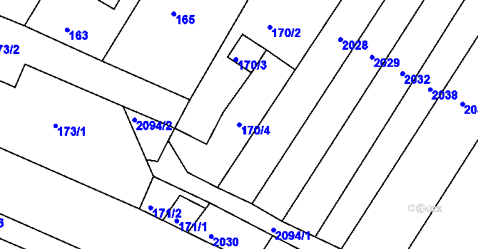 Parcela st. 170/4 v KÚ Ždánice, Katastrální mapa