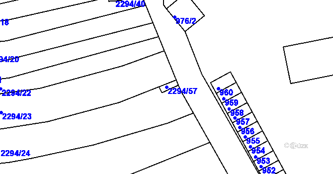 Parcela st. 2294/57 v KÚ Ždánice, Katastrální mapa