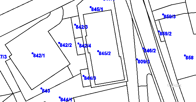 Parcela st. 845/2 v KÚ Ždánice, Katastrální mapa