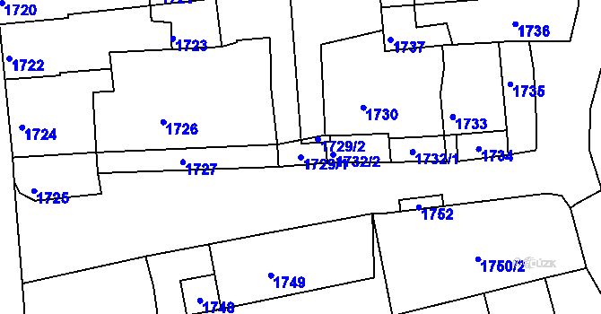 Parcela st. 1729/1 v KÚ Ždánice, Katastrální mapa