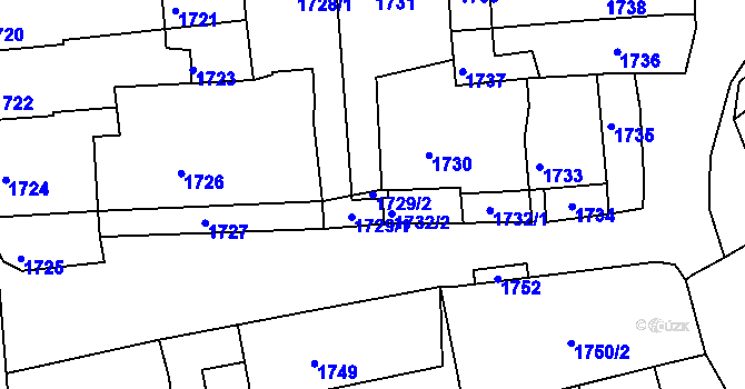Parcela st. 1729/2 v KÚ Ždánice, Katastrální mapa