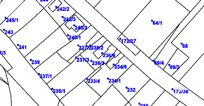 Parcela st. 236/9 v KÚ Ždánice, Katastrální mapa