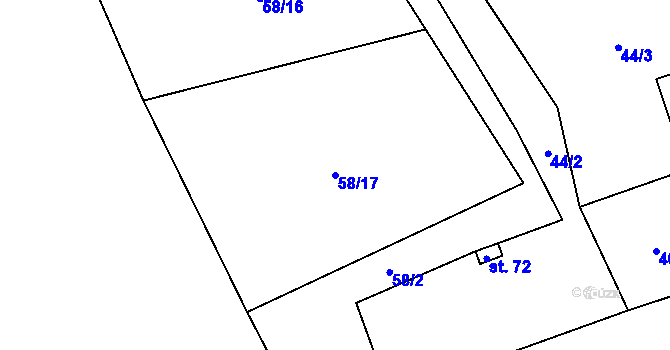 Parcela st. 58/17 v KÚ Karasín, Katastrální mapa