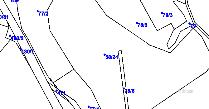 Parcela st. 58/24 v KÚ Karasín, Katastrální mapa