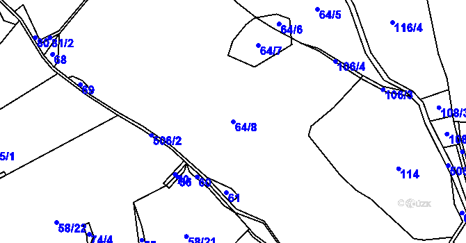 Parcela st. 64/8 v KÚ Karasín, Katastrální mapa