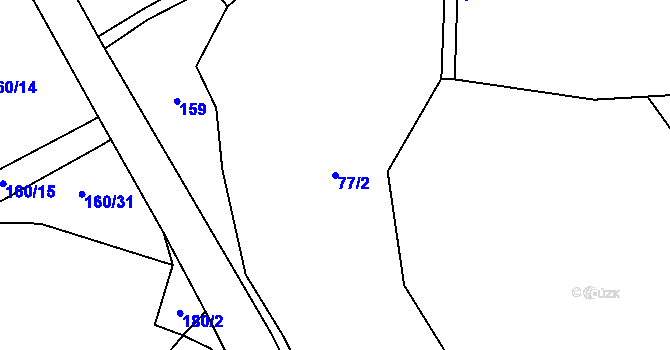 Parcela st. 77/2 v KÚ Karasín, Katastrální mapa
