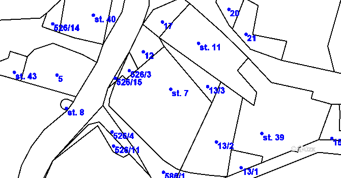 Parcela st. 7 v KÚ Karasín, Katastrální mapa