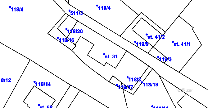 Parcela st. 31 v KÚ Karasín, Katastrální mapa