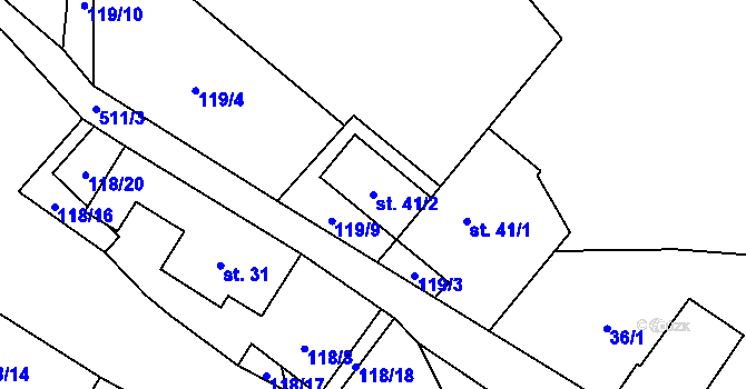 Parcela st. 41/2 v KÚ Karasín, Katastrální mapa