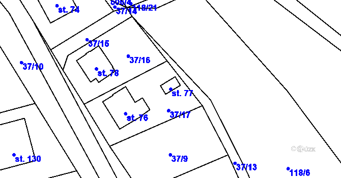 Parcela st. 77 v KÚ Karasín, Katastrální mapa