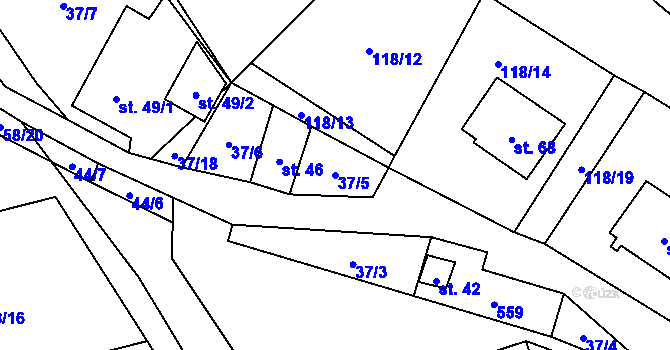 Parcela st. 37/5 v KÚ Karasín, Katastrální mapa