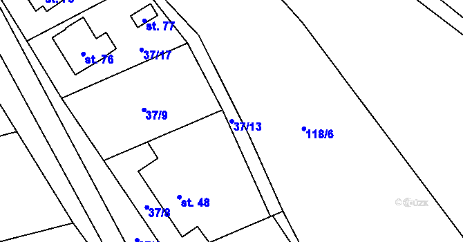 Parcela st. 37/13 v KÚ Karasín, Katastrální mapa