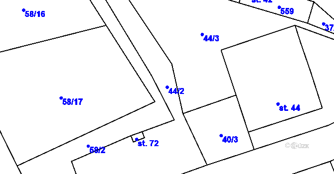 Parcela st. 44/2 v KÚ Karasín, Katastrální mapa