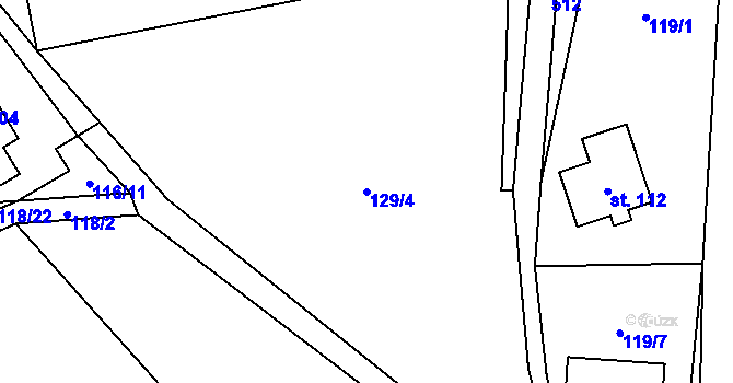 Parcela st. 129/4 v KÚ Karasín, Katastrální mapa