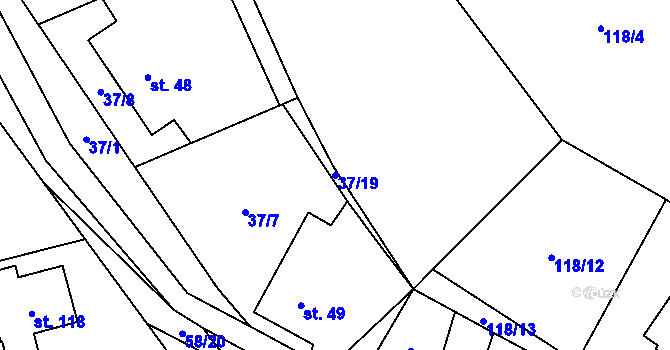 Parcela st. 37/19 v KÚ Karasín, Katastrální mapa