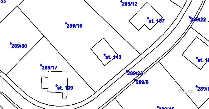 Parcela st. 143 v KÚ Ždánice u Bystřice nad Pernštejnem, Katastrální mapa