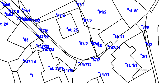Parcela st. 67/6 v KÚ Ždánice u Bystřice nad Pernštejnem, Katastrální mapa