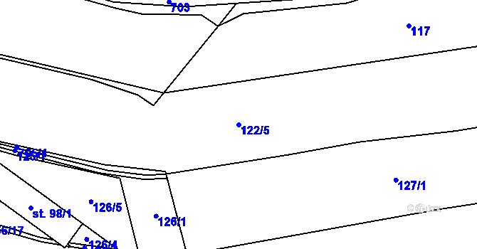 Parcela st. 122/5 v KÚ Ždánice u Bystřice nad Pernštejnem, Katastrální mapa
