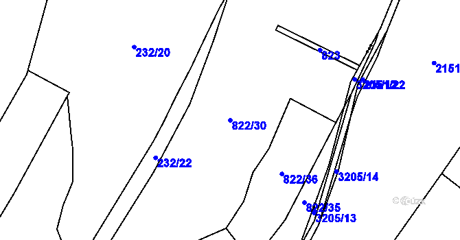 Parcela st. 822/30 v KÚ Ždánice u Bystřice nad Pernštejnem, Katastrální mapa