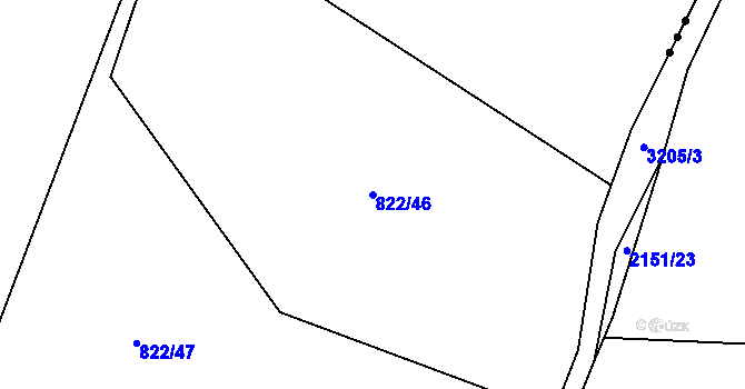 Parcela st. 822/46 v KÚ Ždánice u Bystřice nad Pernštejnem, Katastrální mapa