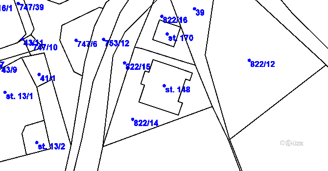 Parcela st. 148 v KÚ Ždánice u Bystřice nad Pernštejnem, Katastrální mapa
