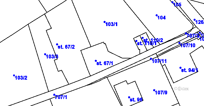Parcela st. 67/4 v KÚ Ždánice u Bystřice nad Pernštejnem, Katastrální mapa