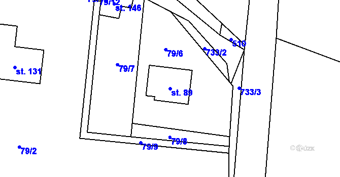 Parcela st. 89 v KÚ Ždánice u Bystřice nad Pernštejnem, Katastrální mapa